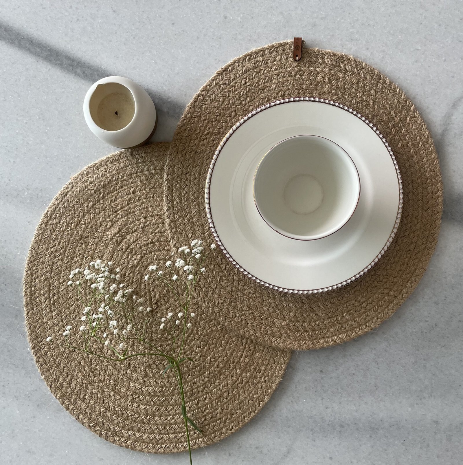 INDIVIDUAL OVALADO YUTE TRENZADO